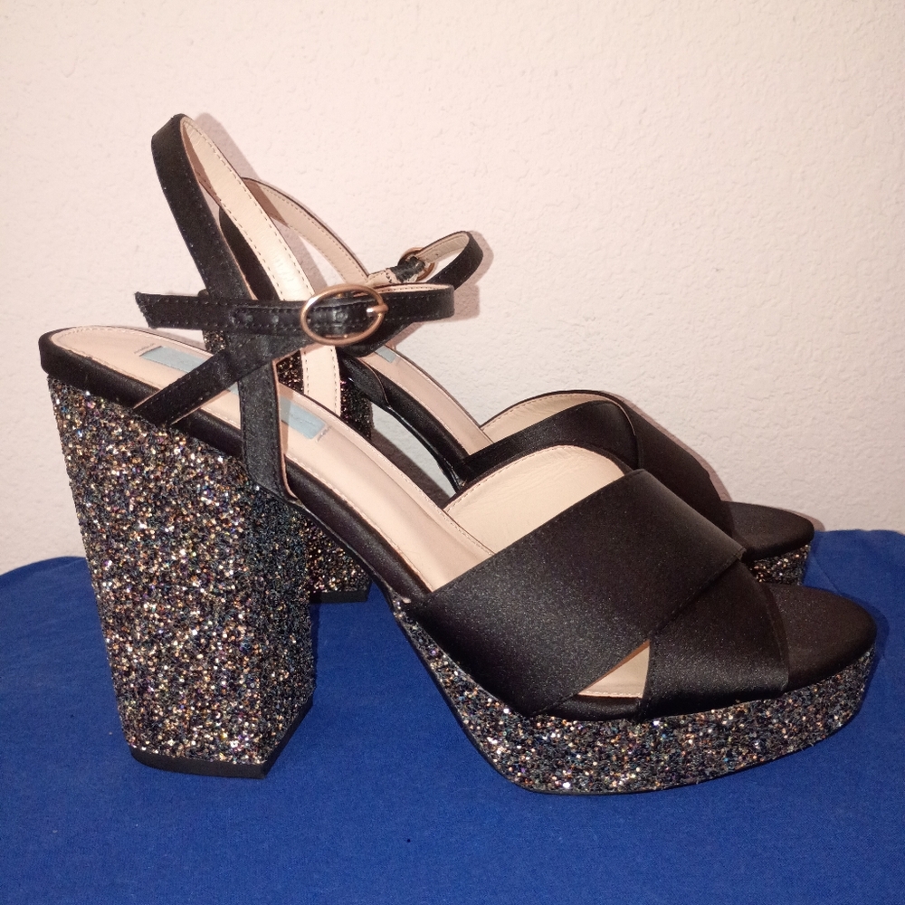 Betsey Johnson Ollie Satin Glitter Heels - Picture 7 of 10